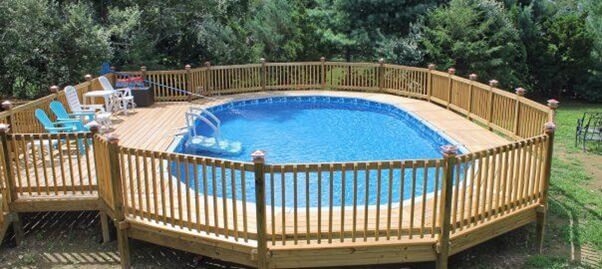 above ground pool with deck