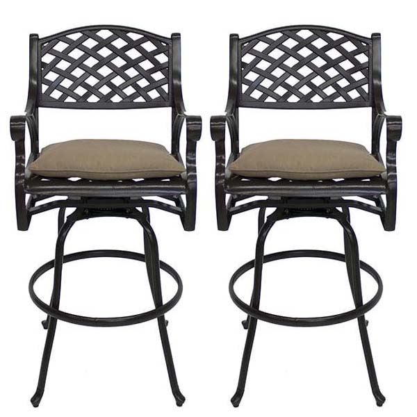 Palizzi Bar Height Stools Set Of Two Amazing Value On A Set Of Cast Aluminum Outdoor Bar Stools