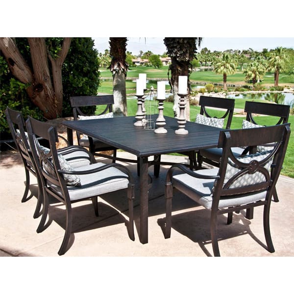 Cape C Dining Patio Set By Leisure Select Cast Aluminum Outdoor Patio Dining Set With Classic Chairs Slat Topped Table