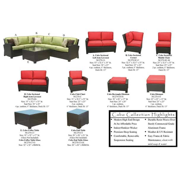 Cabo Wicker Sectional Set By North Cape International Cabo Wicker Sectional Set By North Cape, North Cape Furniture
