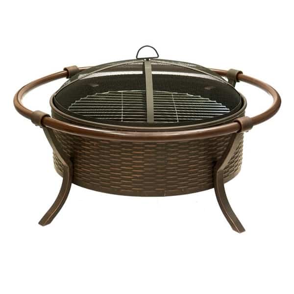 Bronze Basket Weave Wood Burning Fire Pit