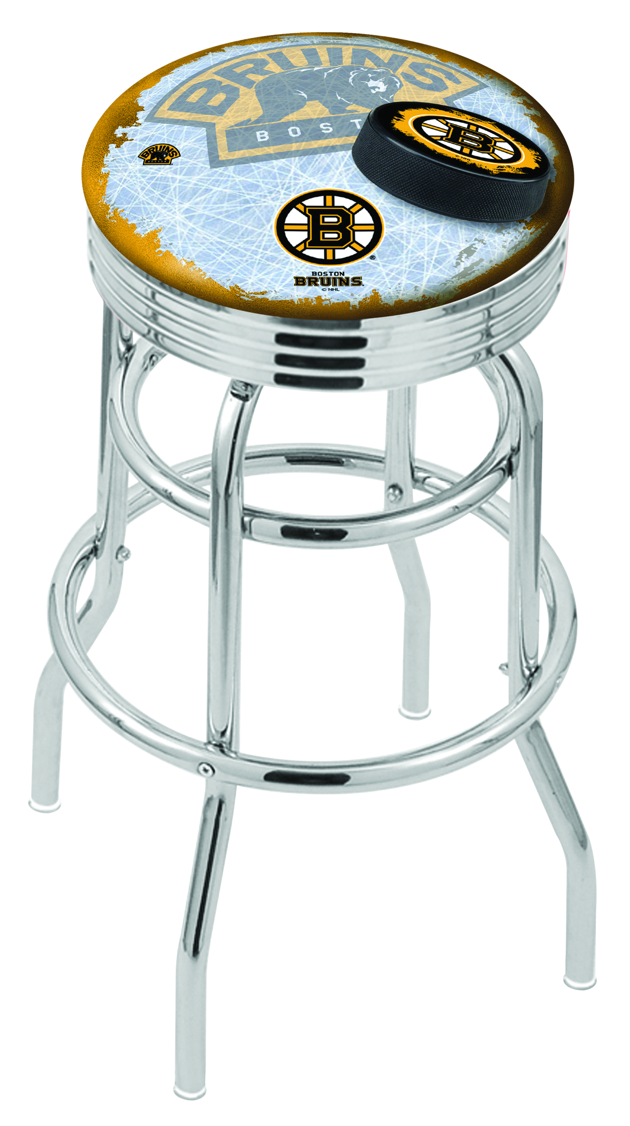 Boston Bruins Counter Height Bar Stool w/ Official NHL Logo - Family