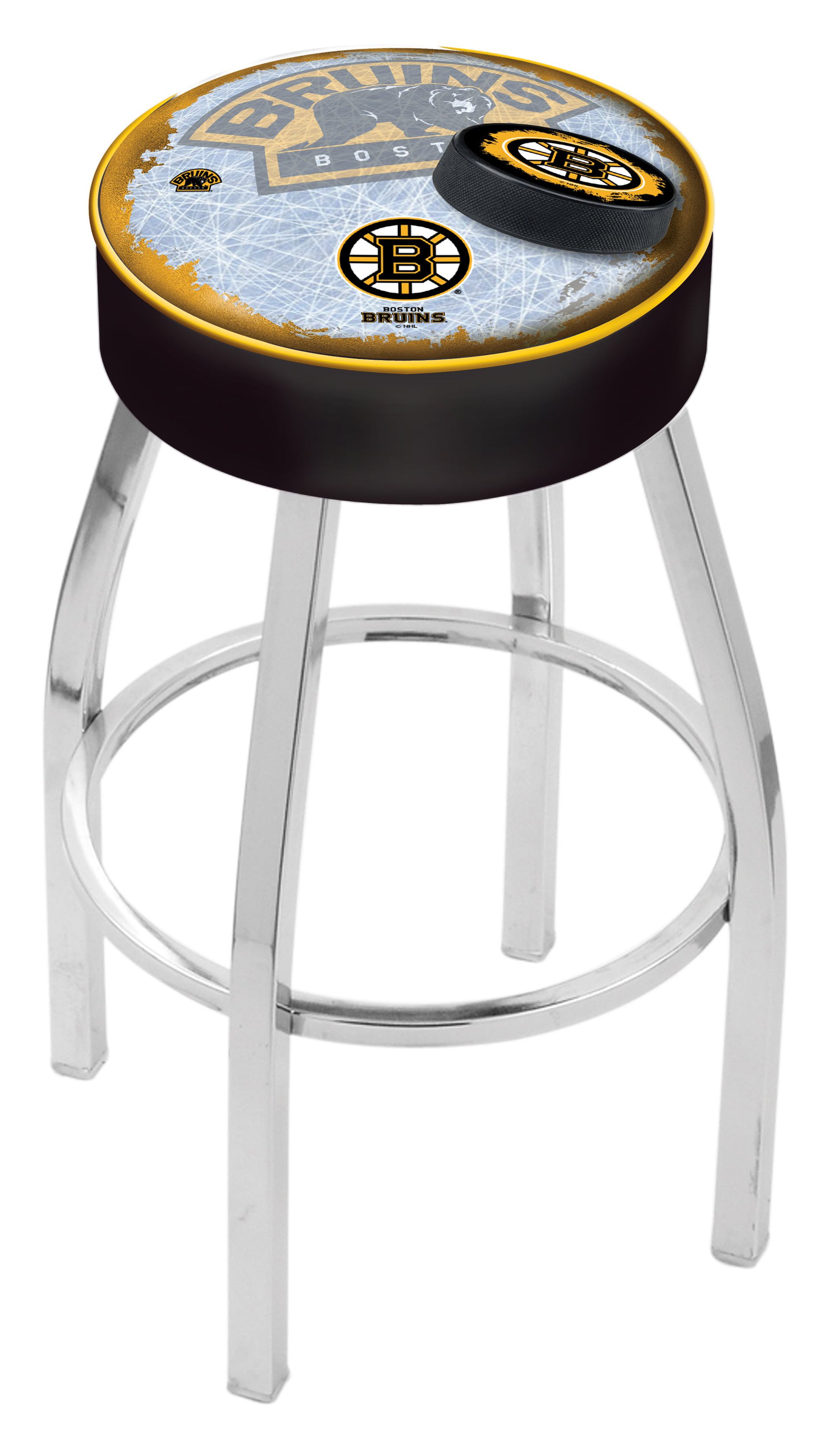 Boston Bruins Counter Height Bar Stool w/ Official NHL Logo - Family