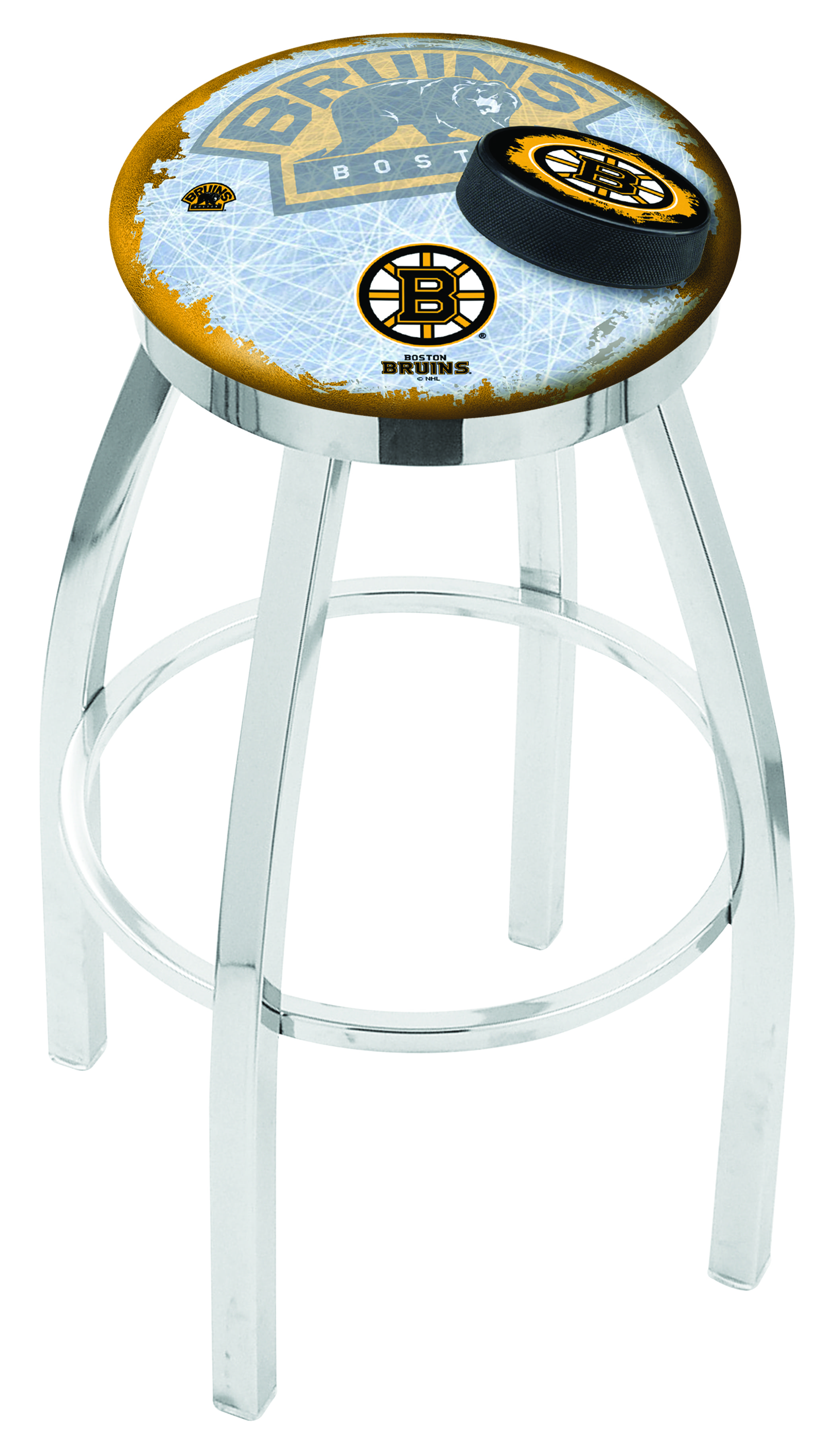 Boston Bruins Counter Height Bar Stool w/ Official NHL Logo - Family