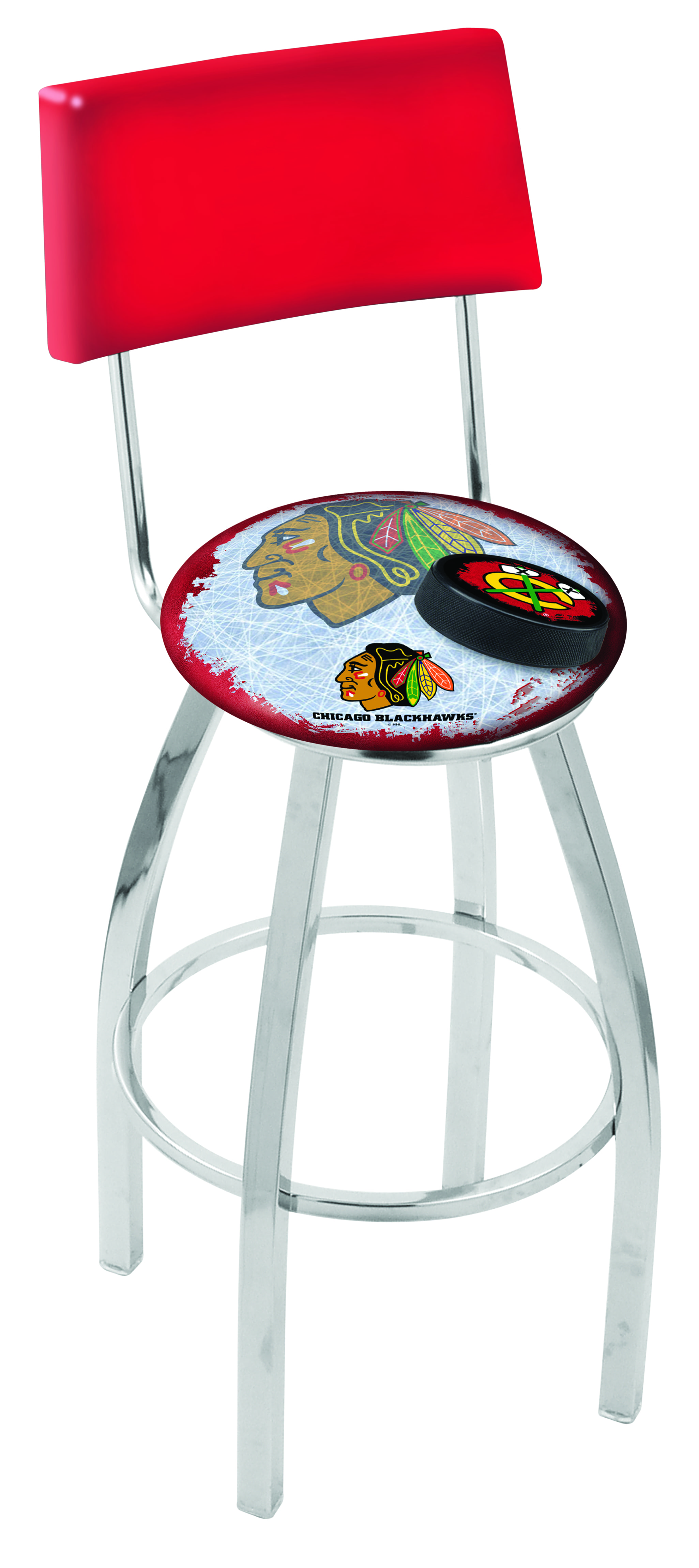 Chicago Blackhawks Counter Height Bar Stool w/Red Background w Chicago Blackhawks Counter Height Bar Stool w/Red Background w