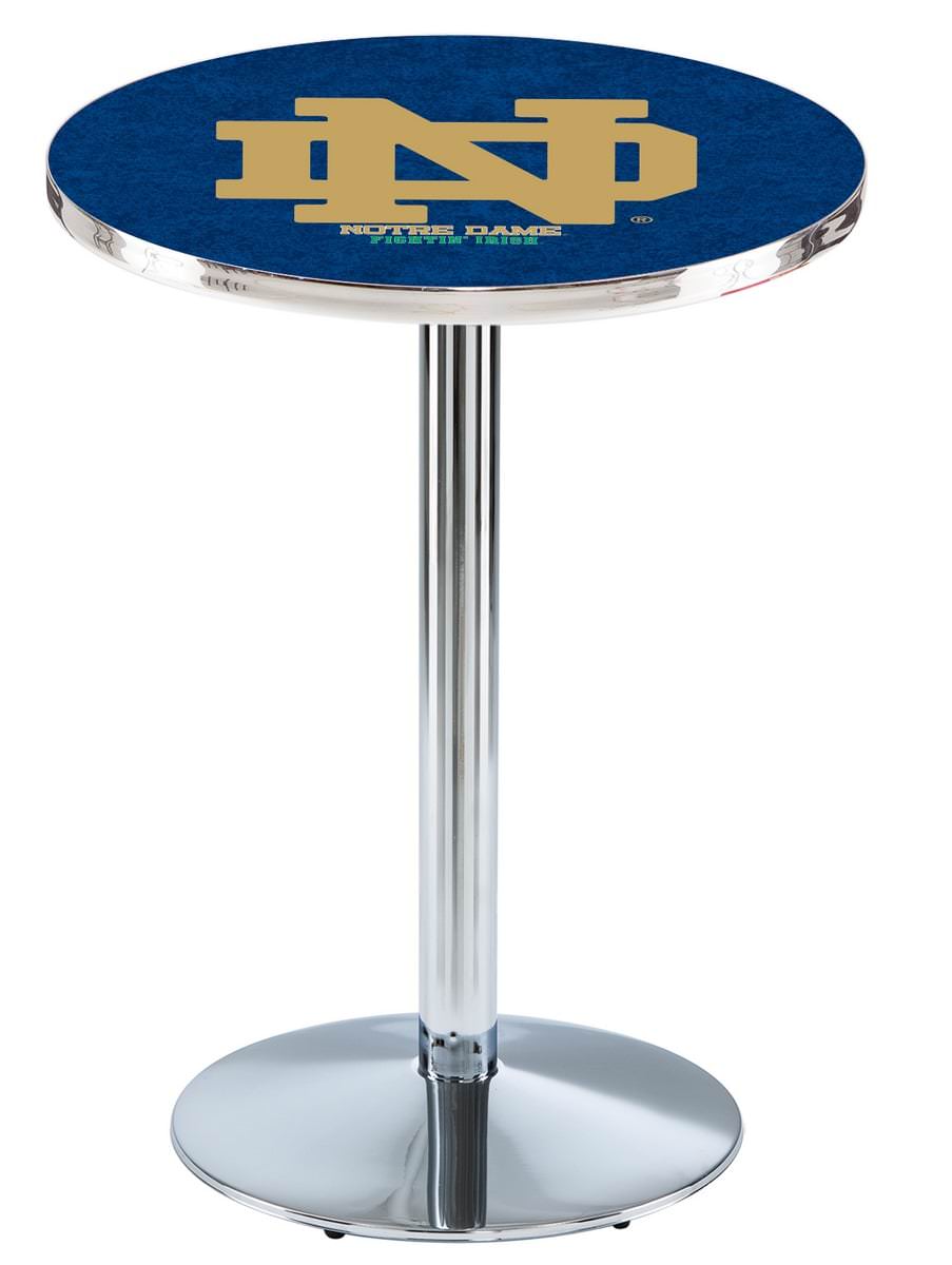 Notre Dame (ND) Pub Table 36" Chrome w/ Official College Logo