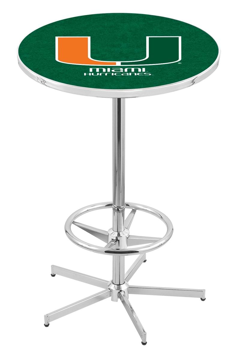 Miami (FL) Pub Table - 42" Chrome w/ Official College Logo ...