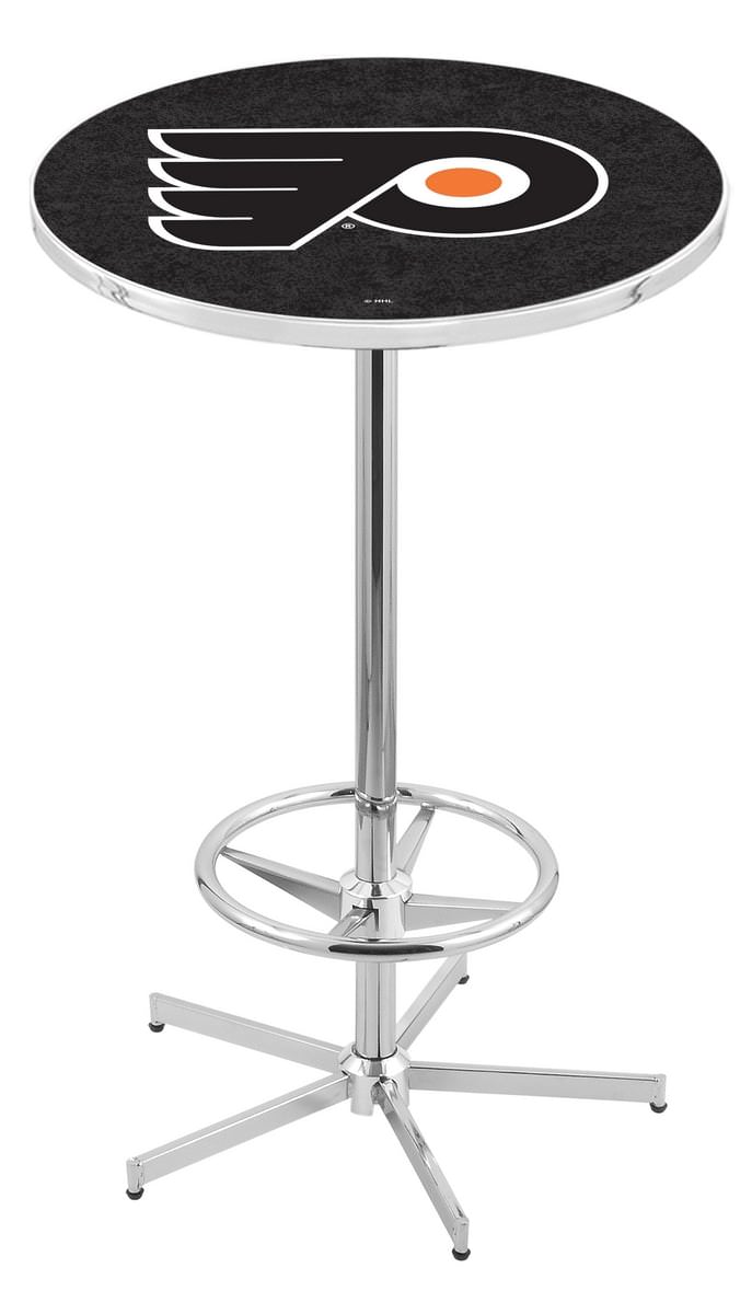 Philadelphia Flyers Pub Table w/Black Background 42" Chrome w