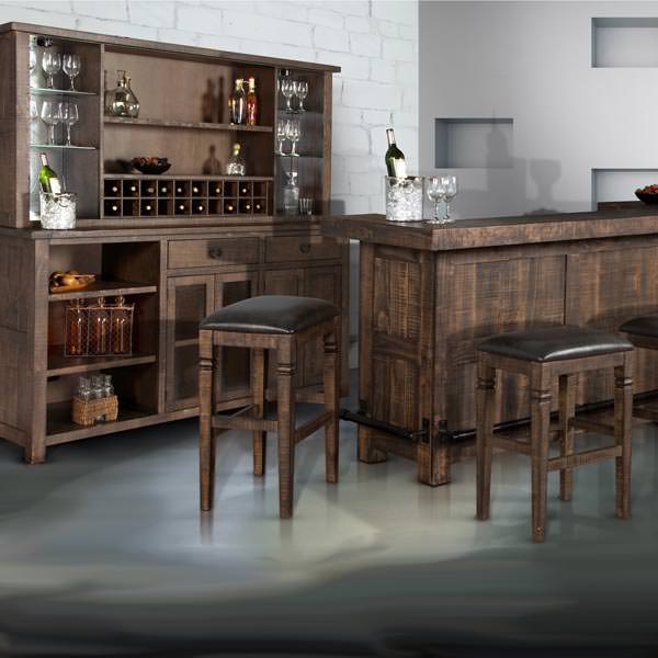 Gibraltar Bar Room Collection With Bar, Back Bar, Hutch And Stools
