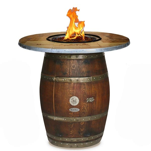 The Estate Wine Barrel Fire Pit Table, Wood Barrel Fire Pit