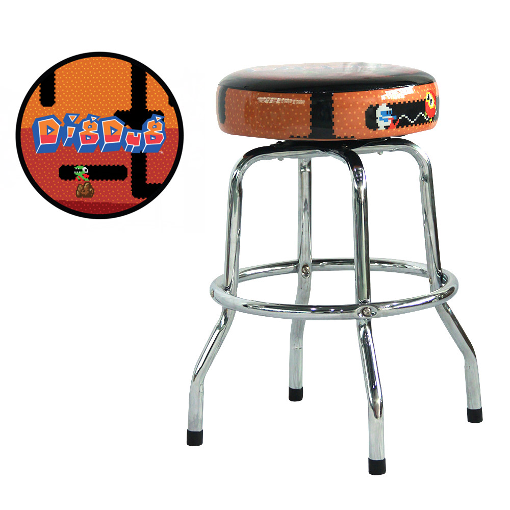 Namco Pac Man Pixel Bash Arcade Style Cocktail Table Game Woodgrain with 2 Pac Man Stools 
