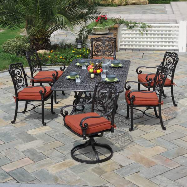 Sienna Dining Relax In Style On Your Patio With The Sienna Outdoor Cast Aluminum Dining Set