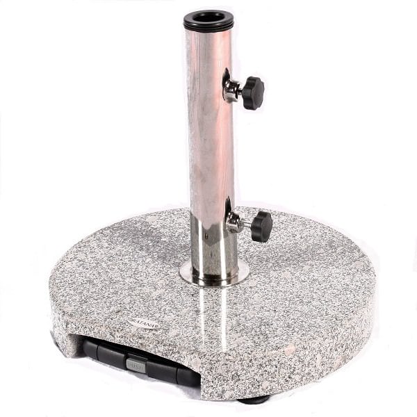 Granite Umbrella Stand w/ Handle & Wheels - 44lbs
