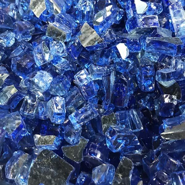 1/4" Diamond Pacific Blue Reflective Fire Glass by Leisure Select