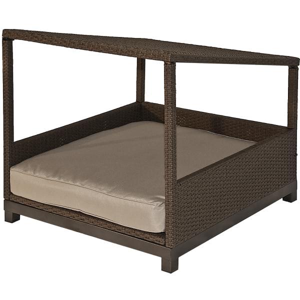 A Comfortable Pet Bed with a Slanted Roof & All-Weather Wicker Material Exterior