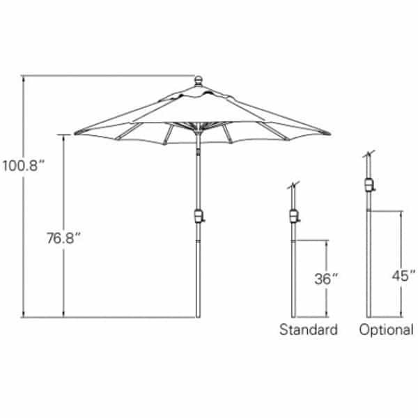 7.5' Push Button Tilt Aluminum Umbrella