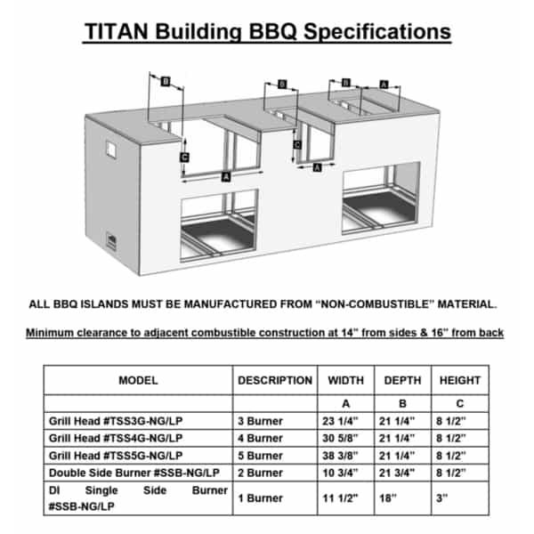 3 Burner Built In Grill by Titan Grills