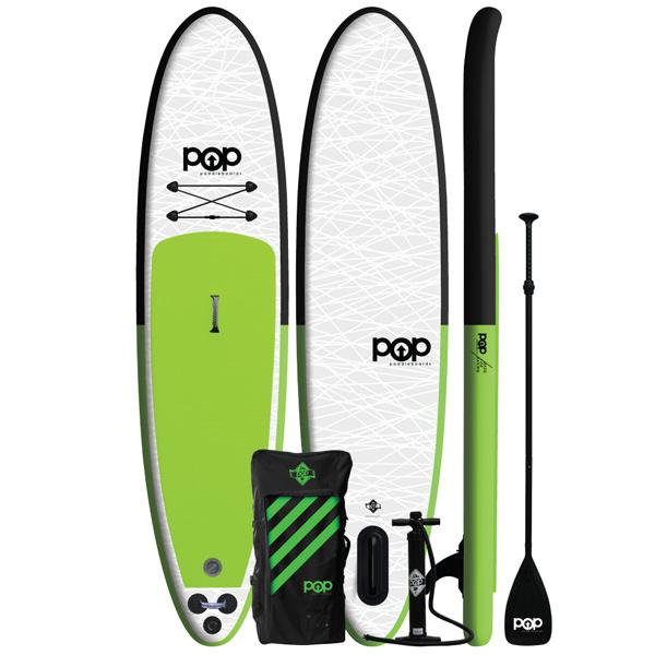 11' Green Pop Up Inflatable Stand-Up Paddleboard Kit by POP