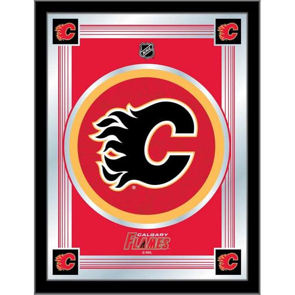Calgary Flames Logo Mirror 17x22 W Official Nhl Logo Family Leisure