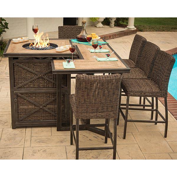 Franklin Bar Height Set, Outdoor Bar Height Table With Fire Pit