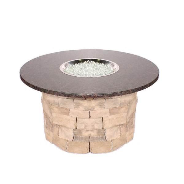 Stone Base Custom Fire Pit, Round Granite Top Fire Pit
